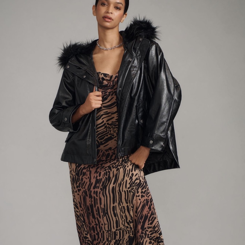 Anthropologie Pilcro Faux Leather Hooded Jacket